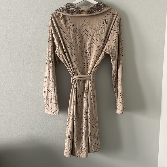 Boston Proper Embellished Laser Cut Embroidered Tie Front Cardigan EUC! - Picture 3 of 7